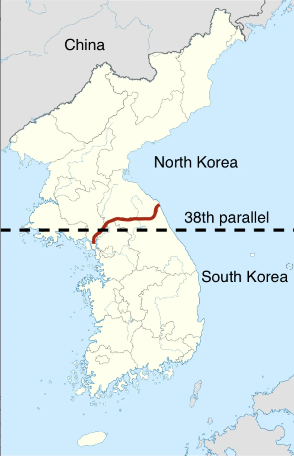38th Parallel created Korea is divided